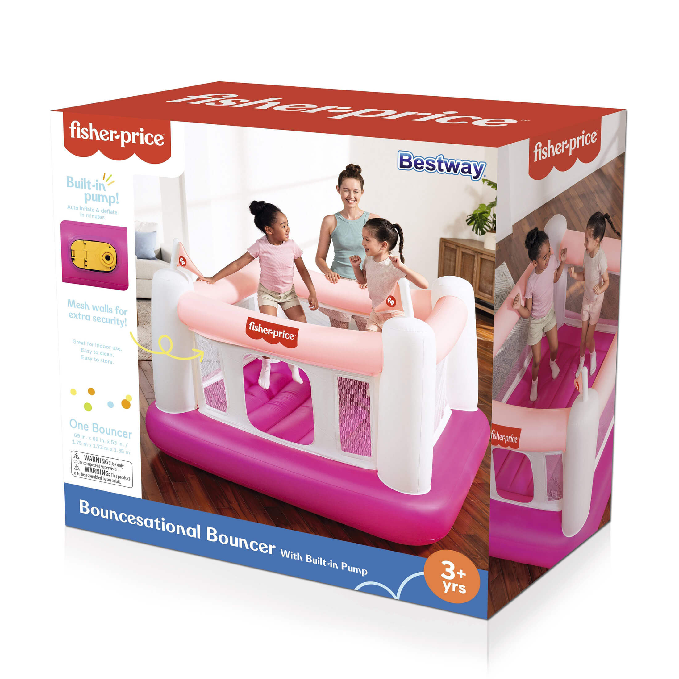 Fisher-Price Bouncesational Bounce House with Built-in Pump. Pink - Image 7