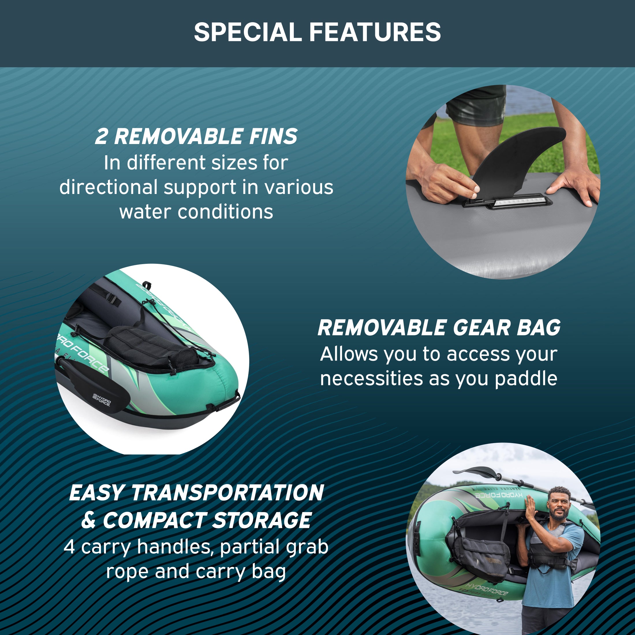 Hydro Force Ventura Elite X1 Inflatable 1-Person Kayak Set 9'2 - Image 6