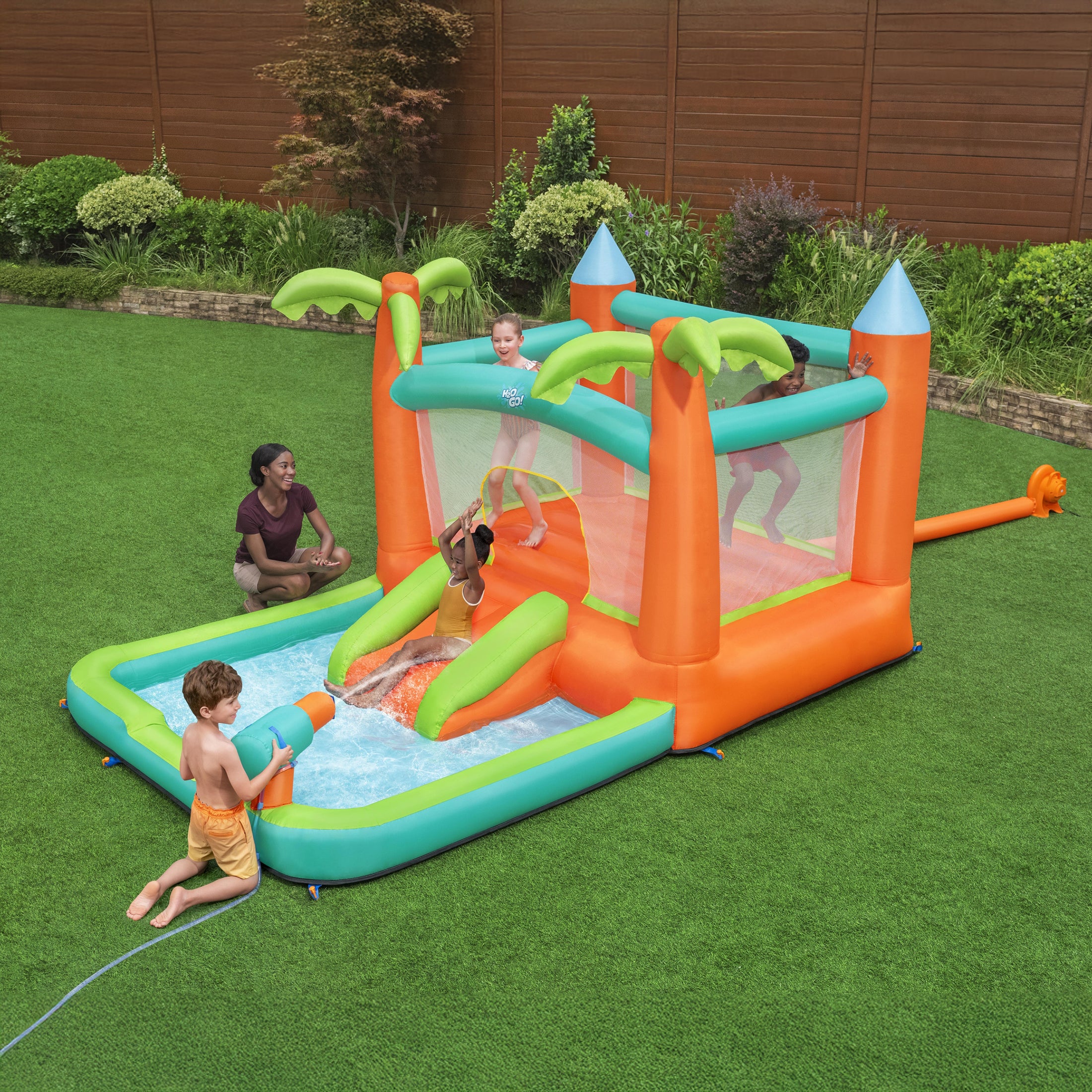 H2OGO! Kids Tropical Outdoor Inflatable Mega Bouncer - Image 2