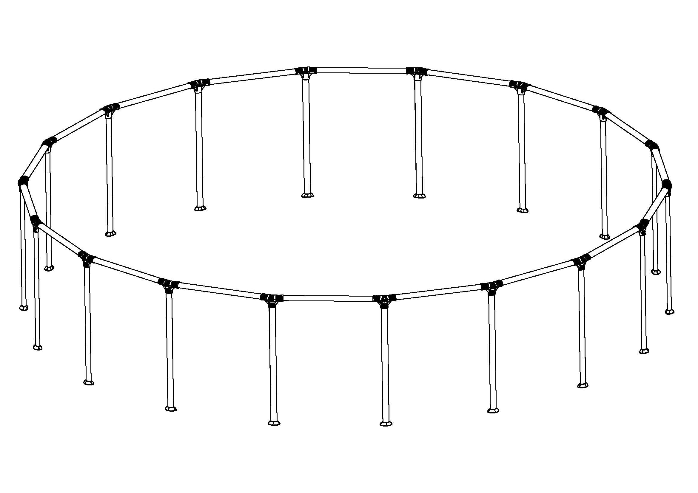 18' x 48 Above Ground Round Pool Frame Set Replacement. Charcoal Gray (Top Rails and Vertical Legs)
